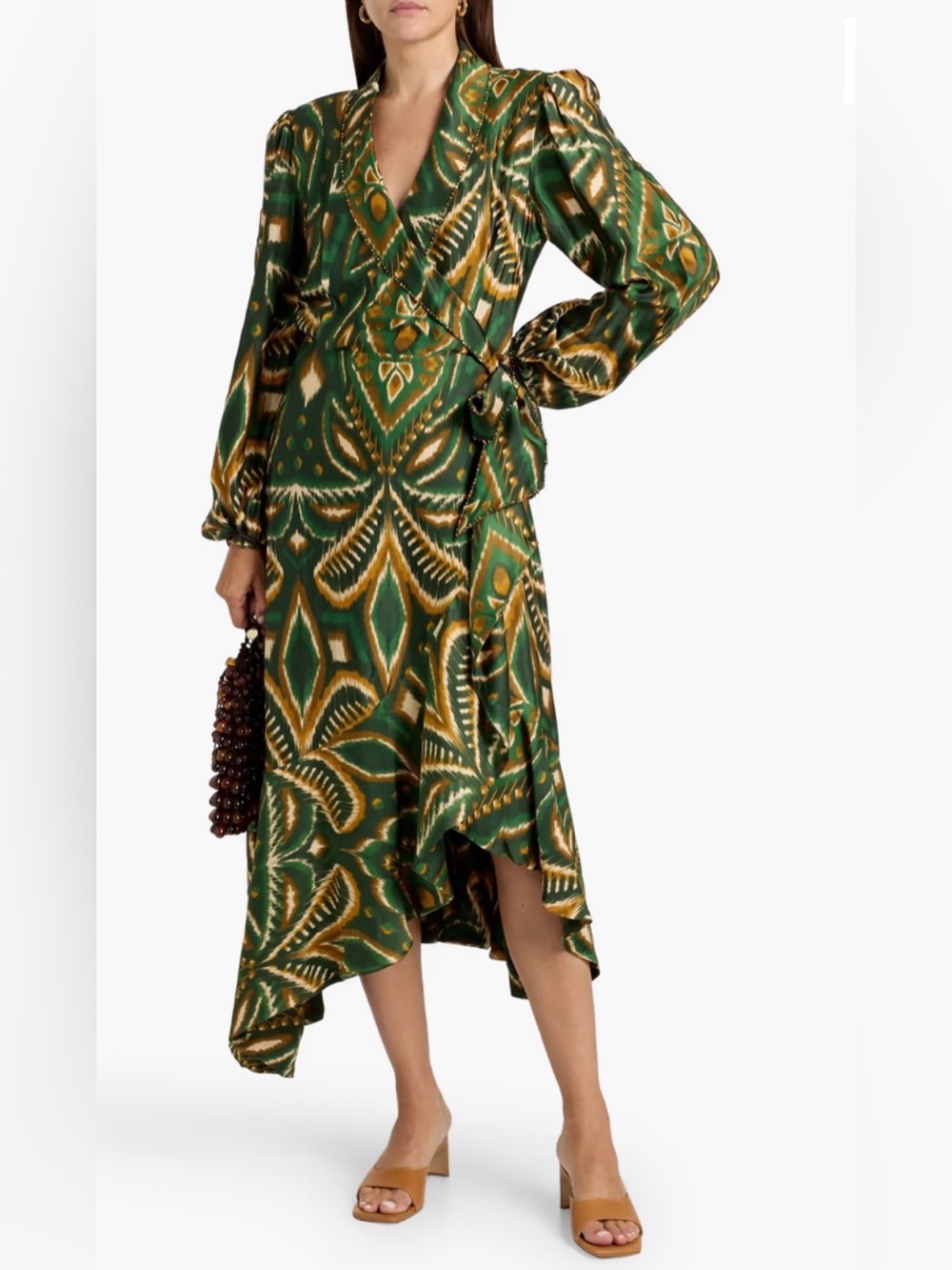 FARM Rio Printed crepe de chine wrap dress